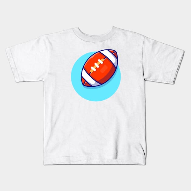 Rugby Ball Cartoon Vector Icon Illustration Kids T-Shirt by Catalyst Labs